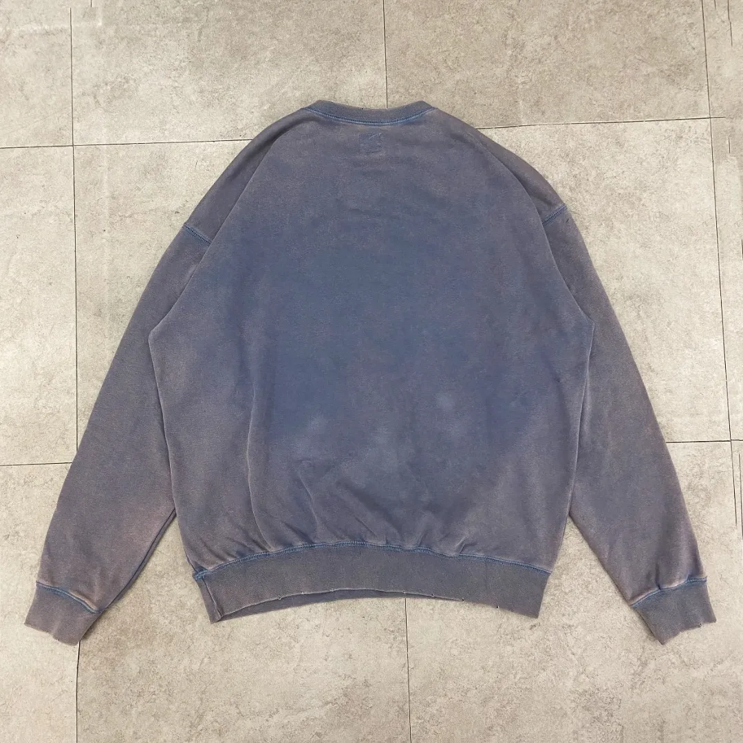Saint Michael GHOST IN THE SHELL Retro Washed Distressed Thin Round Neck Sweatshirt Fabric: 390g terry Style Number: SM618 Size: S-M-L-XL Color: Washed Blue Price: P198